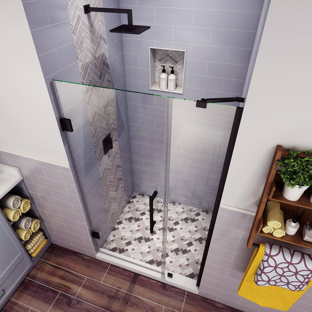 Belmore 38 x 72 Matte Black Frameless Hinged Shower Door