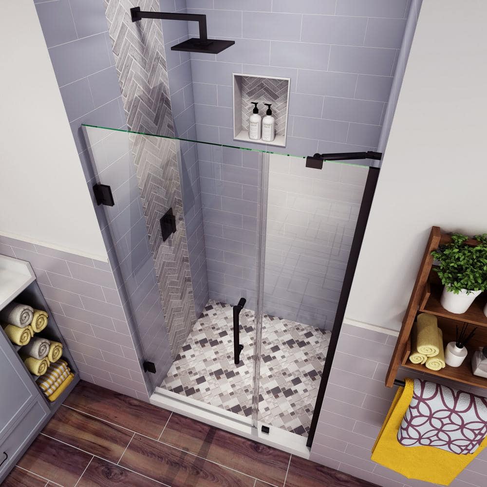 Belmore 43 x 72 Matte Black Frameless Hinged Shower Door