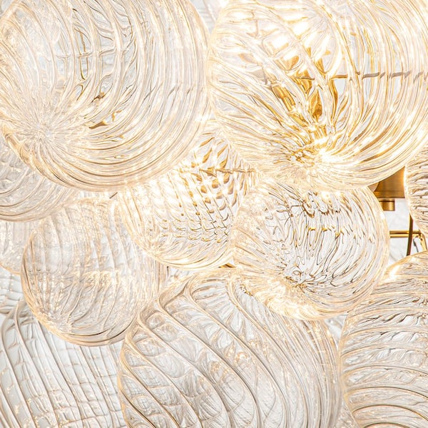 HUOKU Neuvy 8-Light 33 in. W Brass Chandelier with Swirled
