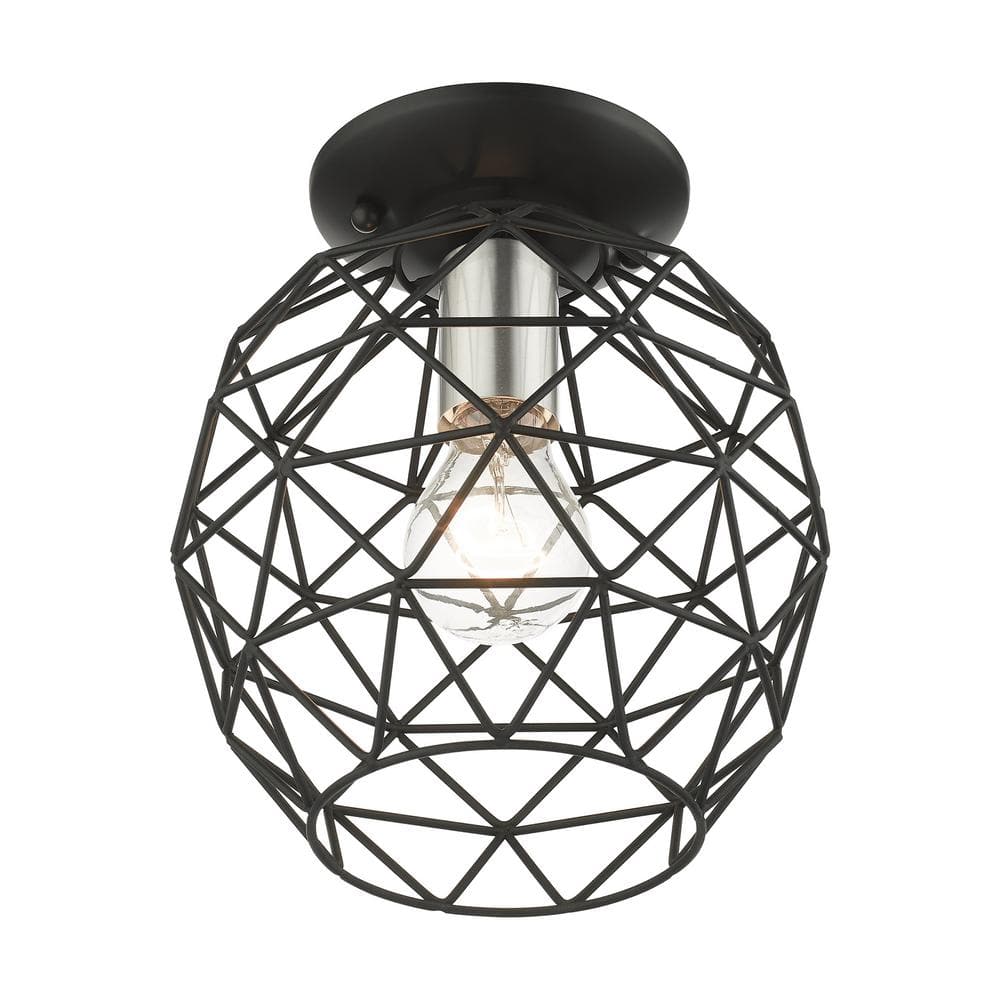 Geometrix Modern Black Nickel LED Flush Mount Light