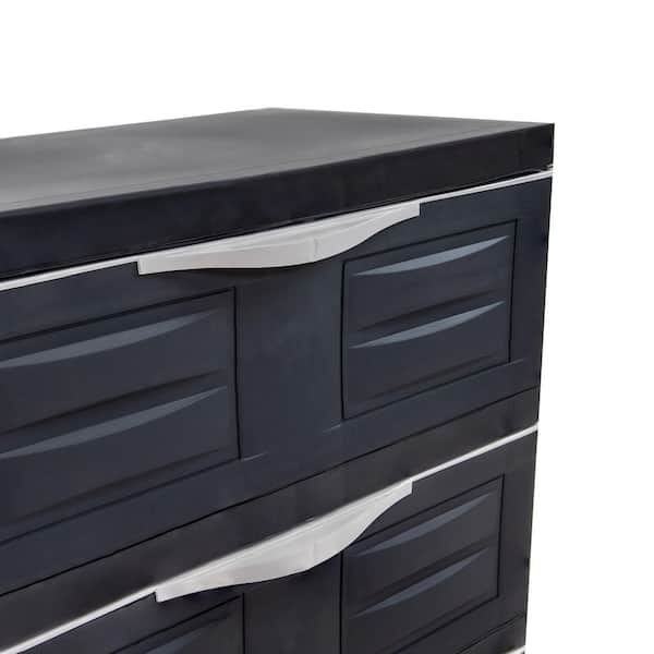 Sunnydaze 3-Tier Plastic Storage Drawers - 29.5" - Charcoal