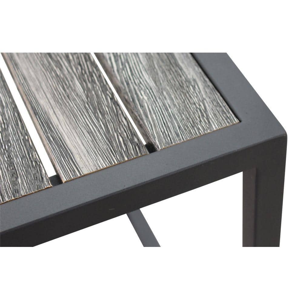 Catalina Black Vintage Gray 39" Steel & Teak Outdoor Coffee Table