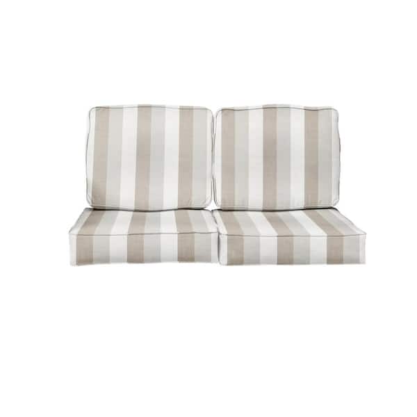 SORRA HOME 22.5 x 22.5 Sunbrella Direction Linen Deep Seating Indoor/Outdoor Loveseat Cushion