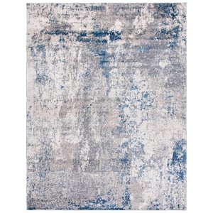 Aston Gray/Navy 9 ft. x 12 ft. Abstract Distressed Geometric Area Rug