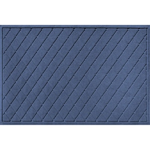 Aqua Shield Argyle Navy 45 in. x 70 in. Recycled Polyester/Rubber Indoor Outdoor Estate Mat
