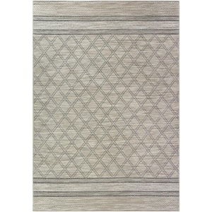 Traverse Gray 8 ft. x 10 ft. Trellis Polypropylene Area Rug