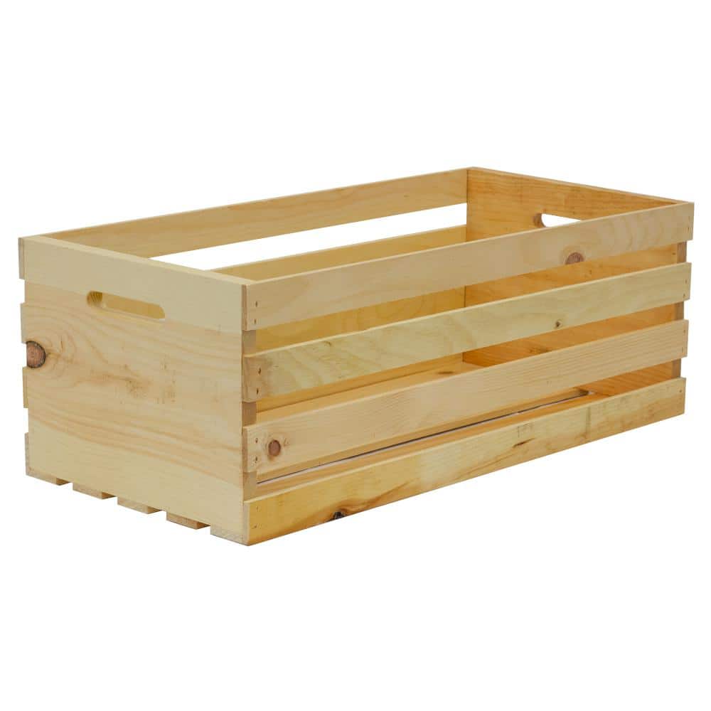 Crates Pallet Crates And Pallet 27 In X 12 5 In X 9 5 In X Large Wood Crate Storage Tote Natural Pine 94621 The Home Depot