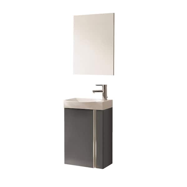 ROYO Elegance 18 in. W x 10 in. D x 24 in. H. Single Sink Bath Vanity in Anthracite with Top and Mirror