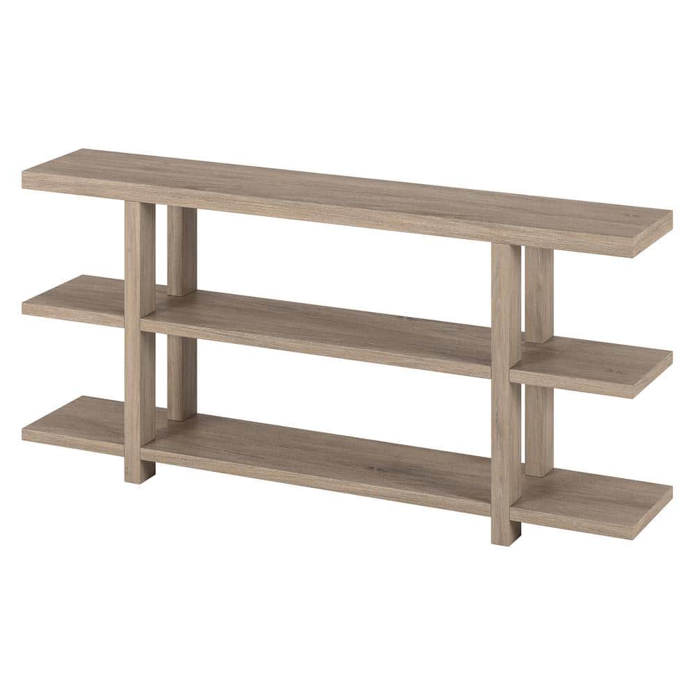 Acosta 64" Antiqued Gray Oak Console Table with Storage