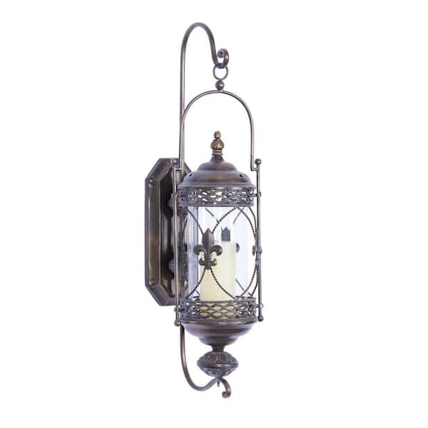 Litton Lane Brown Glass Traditional Candle Wall Sconce 68448 The Home Depot