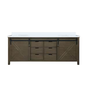 Marsyas 84 in W x 22 in D Rustic Brown Double Bath Vanity and Cultured Marble Countertop