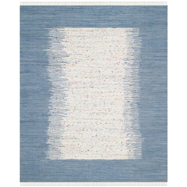 SAFAVIEH Montauk Ivory/Dark Blue 8 ft. x 10 ft. Border Area Rug