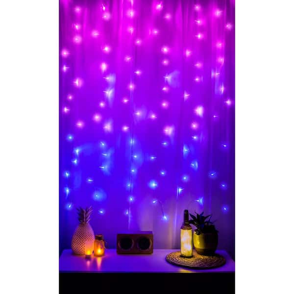 Merkury Innovations 96 Light 4 Ft Multi Color Led Curtain Cascading Lighting Mi Ccs02 999 The Home Depot