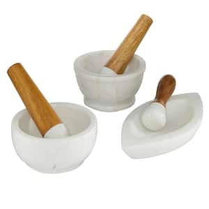 White Marble Natural Mortar and Pestel (Set of 3)