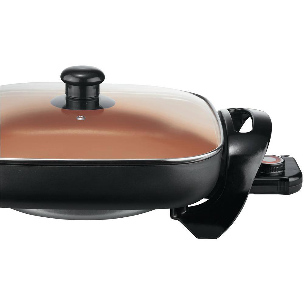 Brentwood 12-Inch Copper Nonstick Electric Skillet with Glass Lid