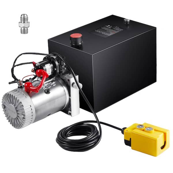 SKYSHALO Hydraulic Pump, 20 Qt. Hydraulic Power Unit, Single Acting Dump Trailer Pump, 0.91 GPM Flow Rate, 3200 PSI Max Pressure
