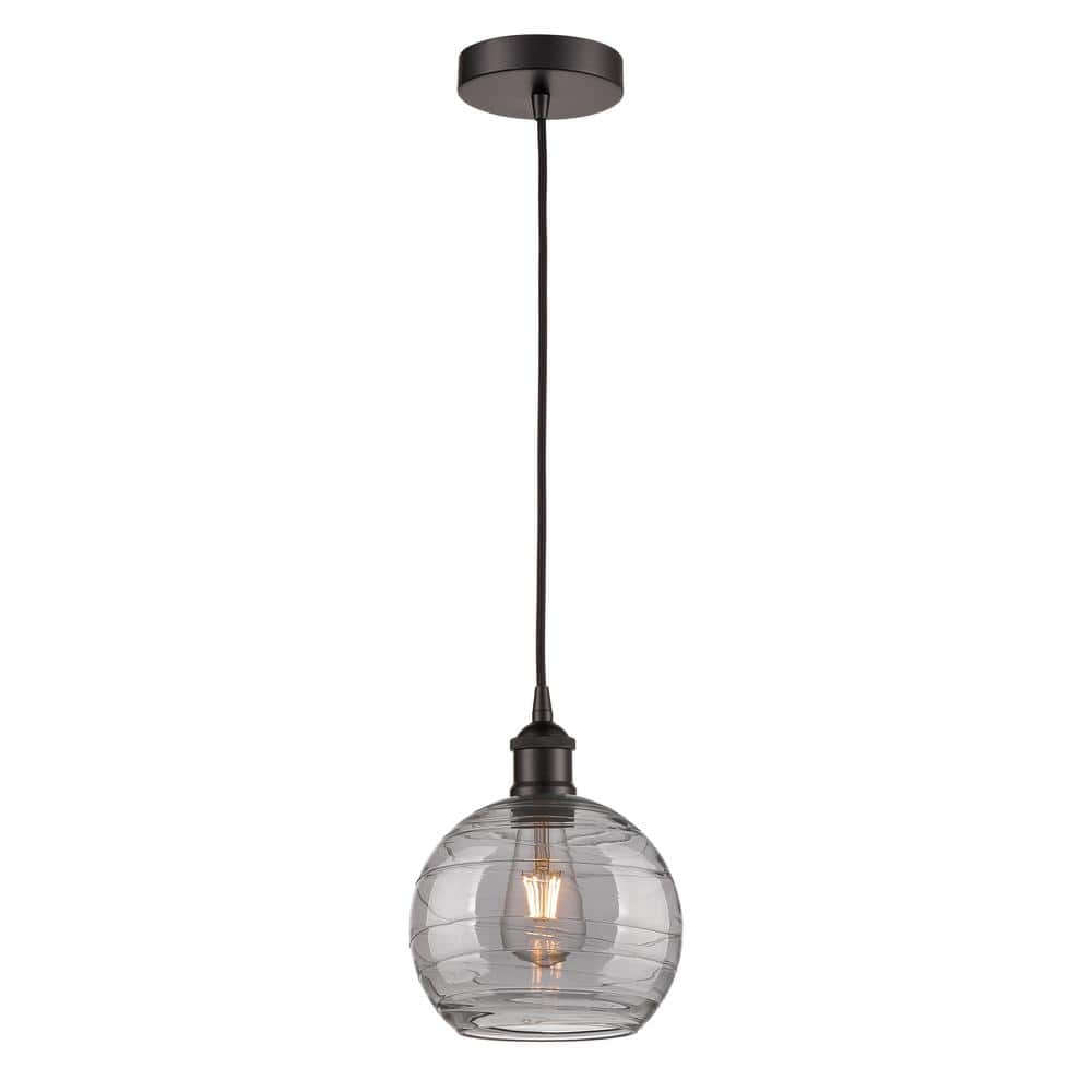 Athens Oil Rubbed Bronze Mini Pendant with Swirl Glass Shade