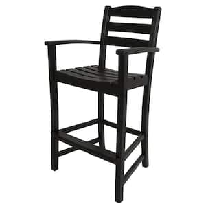 La Casa Cafe Black Plastic Outdoor Patio Bar Arm Chair