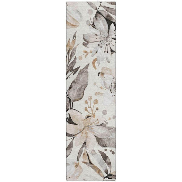 Chantille Machine Washable Indoor/Outdoor Abstract ACN2260 Ivory 2 ft. 3 in. x 7 ft. 6 in. Runner Rug