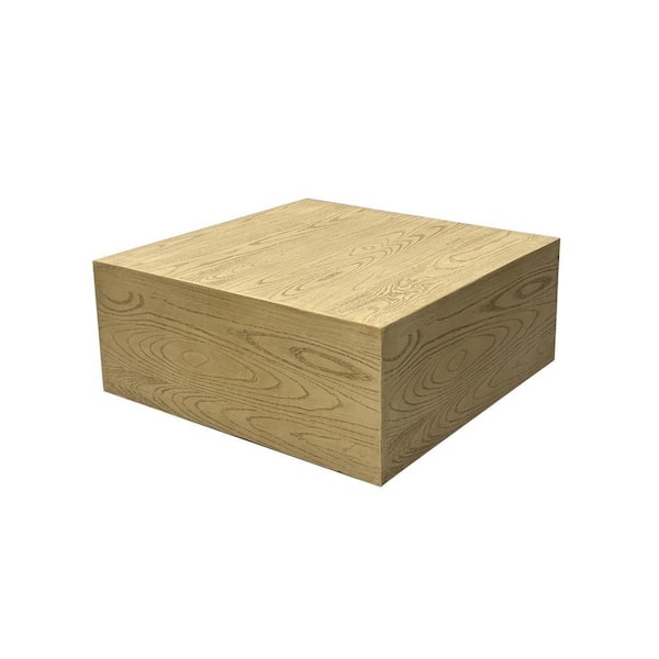28 in. Magnesium Oxide Outdoor Coffee Table with Wood-Look Textured Surface, Rectangle, Natural Oak