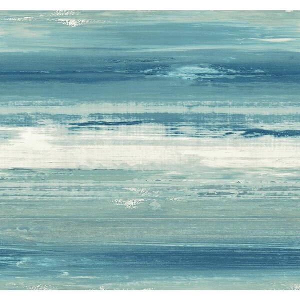 Seabrook Designs 60.75 sq. ft. Metallic Riverside Horizontal Watercolor Paper Unpasted Wallpaper Roll