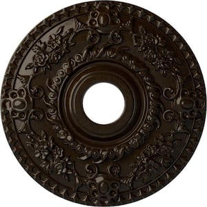 18 in. x 3-1/2 in. ID x 1-1/2 in. Rose Urethane Ceiling Medallion (Fits Canopies upto 7-1/4 in.) Hand-Painted Bronze