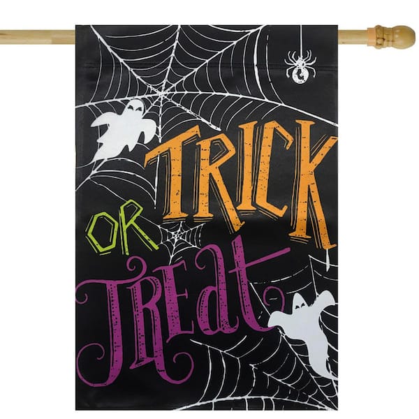 Spider Webs and Ghosts Trick or Treat Outdoor Garden Flag 28" x 40"