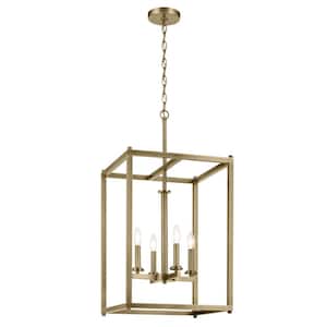 Crosby 4-Light Natural Brass Contemporary Candle Foyer Pendant Light