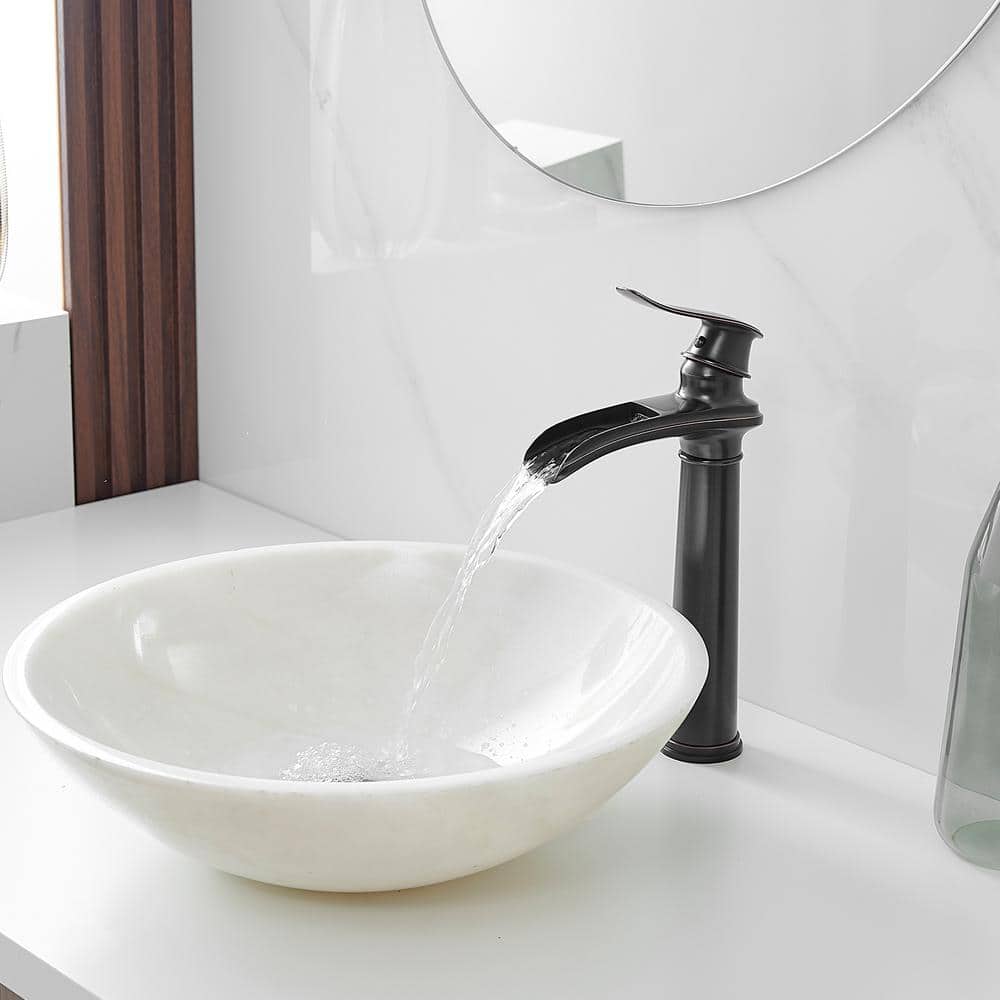 Oil-Rubbed Bronze Waterfall Bathroom Vessel Sink Faucet