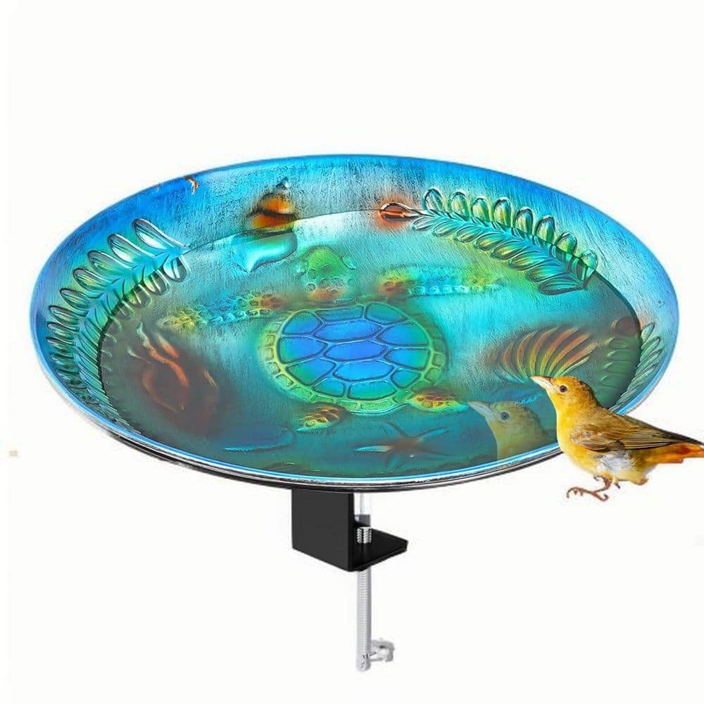 Deck Mounted Bird Bath Detachable Birdbath Bowl with Sturdy Clamp Outdoor Bird Baths Bowl (Ocean Blue Turtle) price history on PriceWatchPro