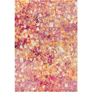 Contemporary Pop Modern Abstract Pink/Orange 3 ft. x 5 ft. Area Rug