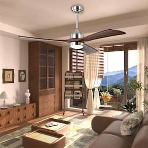 52 in. Indoor/Outdoor Stain Nickel DC Motor Ceiling Fan with Adjustable Integrated LED Lights and Remote Control