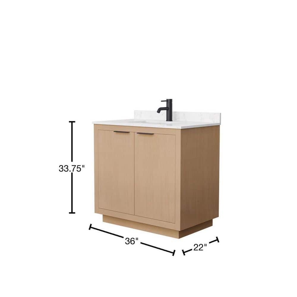 Maroni 36" Light Straw Vanity with Carrara Marble Top