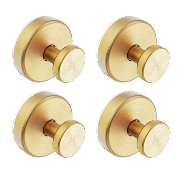 4-Pack Suction Cup Knob Hooks in Gold, Removable Towel Hooks for Bathroom Window, Bath Robe Loofah Hook for Hanging