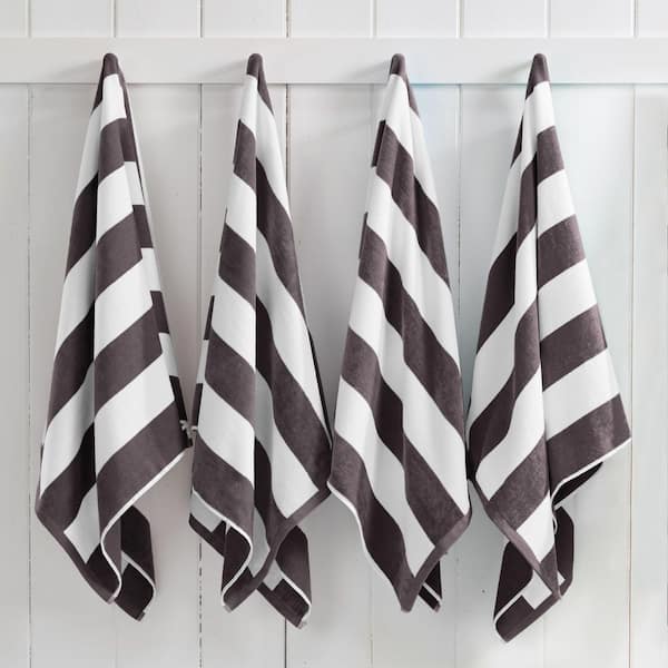Charcoal Grey 100% Cotton Cabana 4-Pack Oversized Beach and Pool Towels