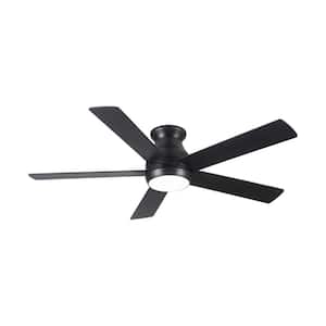 52 in. Smart Indoor Antique Black Low Profile Standard Ceiling Fan with 24-Watt LED Lights Remote Control
