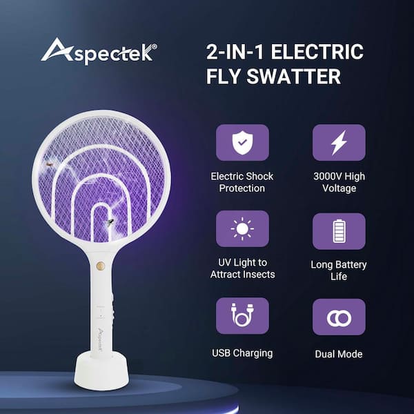 Aspectek 2 Pack Electric Fly Swatter 3000-Volt, 2 in 1 Mosquito Zapper  (New) HR28A8 - The Home Depot