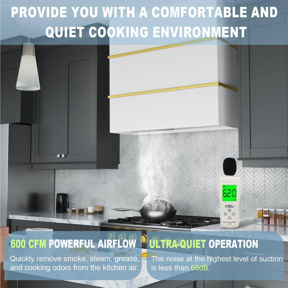 Akicon 30-Inch Stainless Steel Wall-Mounted Range Hood with LED Lights