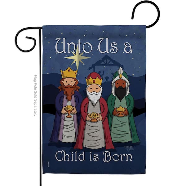 Breeze Decor 13 in. x 18.5 in. Child is Born Nativity Garden Flag Double-Sided Winter Decorative Vertical Flags