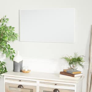 32 in. x 18 in. Simplistic Rectangle Framed White Wall Mirror with Thin Minimalistic Frame