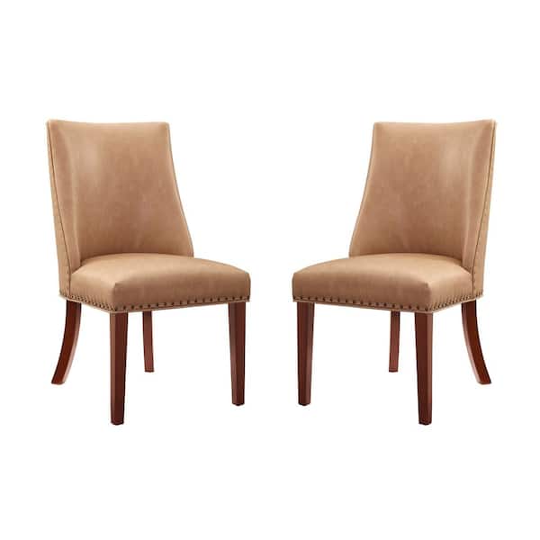 Linon Home Decor Trapp Espresso and Tan Faux Leather Dining Side Chair Set of 3