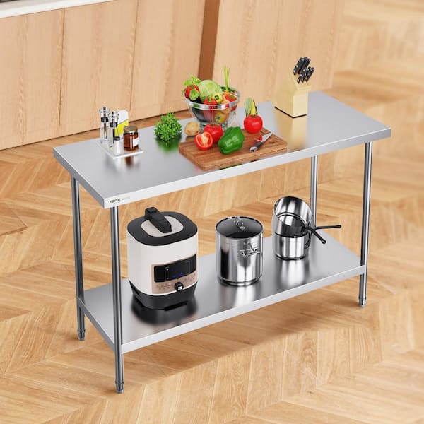 VEVOR 24 X 72 X 36 Inch Stainless Steel Work Table, Commercial Food Prep Worktable Heavy Duty Prep Worktable Metal Work Table Adjustable Height Restau