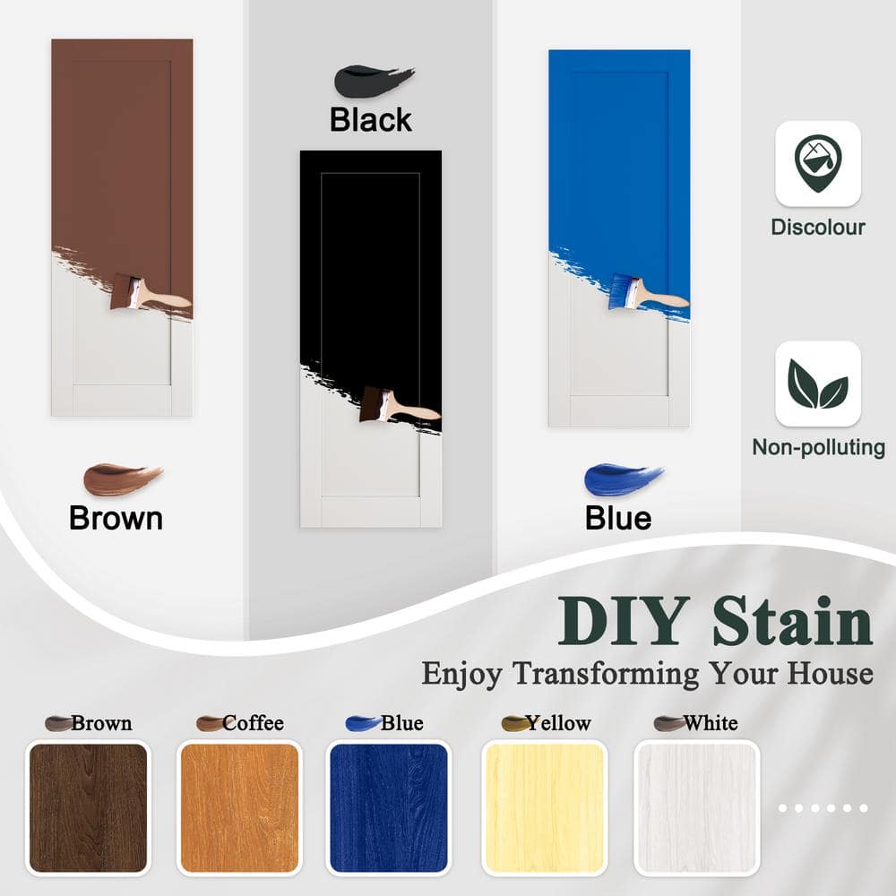 96" White Primed MDF Sliding Barn Door with Black Hardware Kit