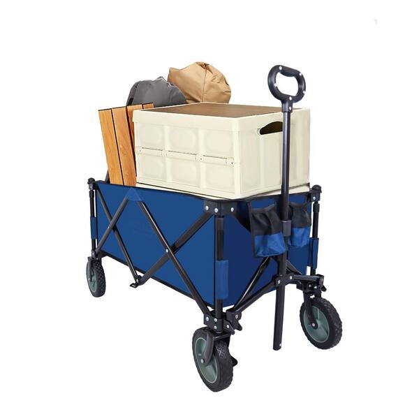 Xzkai 4.7 cu. ft. Metal Garden Cart, Navy Blue Cai-GWC-54