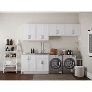 Home Laundry Room 84 in. H x 110.25 in. W x 25.5 in. D Cabinet Set in White (9-Piece)