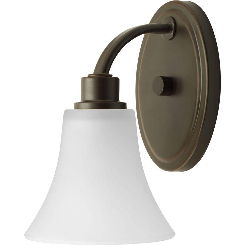 Antique Bronze 9.5" Bath Vanity Light with Etched Glass