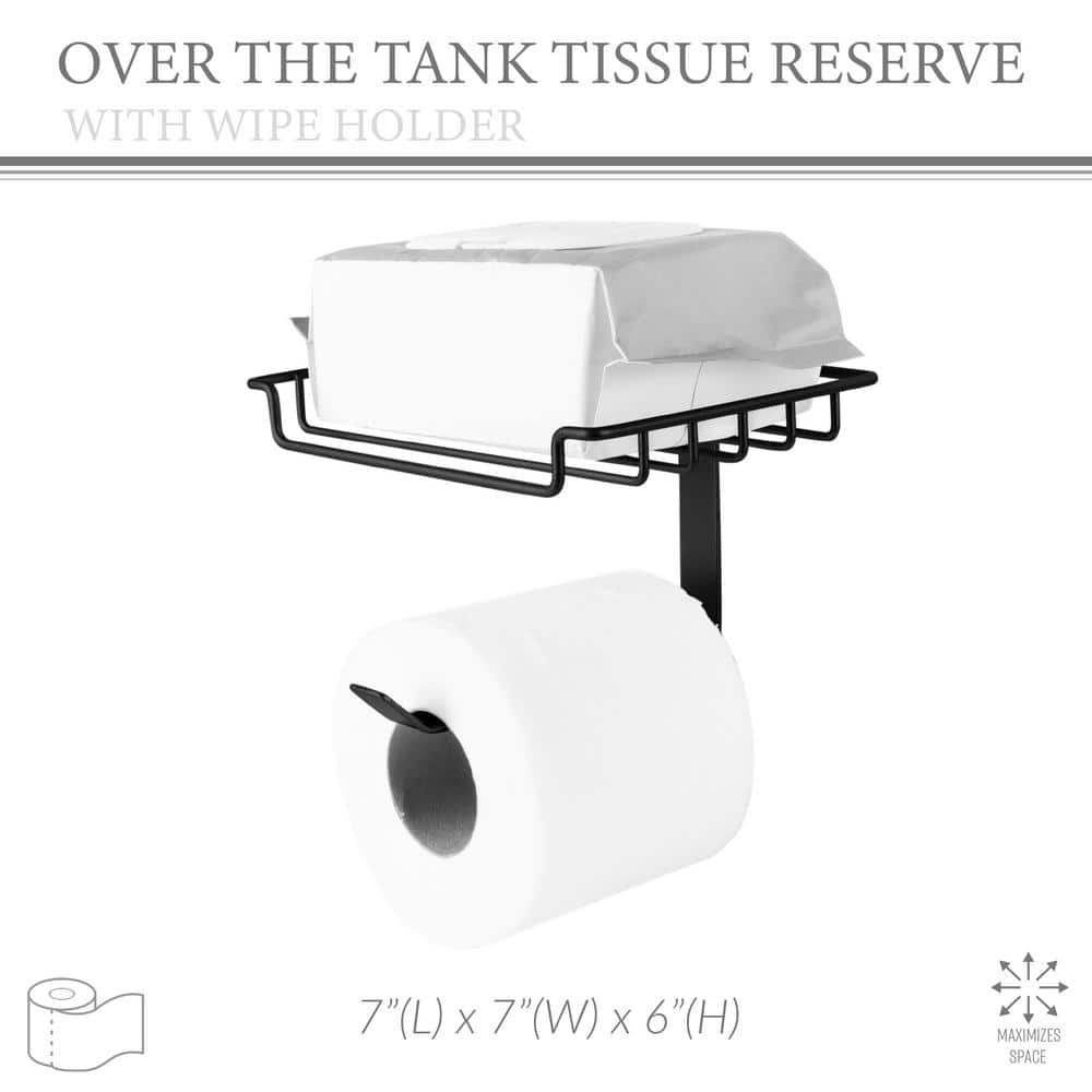 Matte Black Over-the-Tank Toilet Paper Holder with Shelf