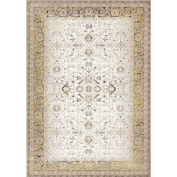 Black 5 ft. x 8 ft. Woven Medallion Rectangle Indoor Area Rug