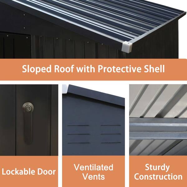 さるページ VEIKOUS 8 ft. W x 8 ft. D Metal Outdoor Storage Shed 64 sq