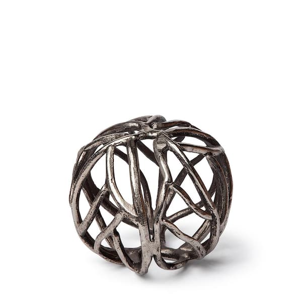Mercana Sphaira I Small 5 in. L x 5 in. W Silver Cast Aluminum Decorative Tree Branch Orb